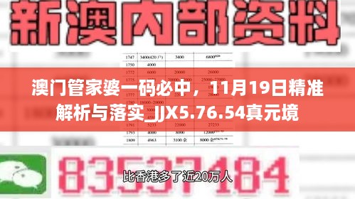 澳門管家婆一碼必中，11月19日精準解析與落實_JJX5.76.54真元境