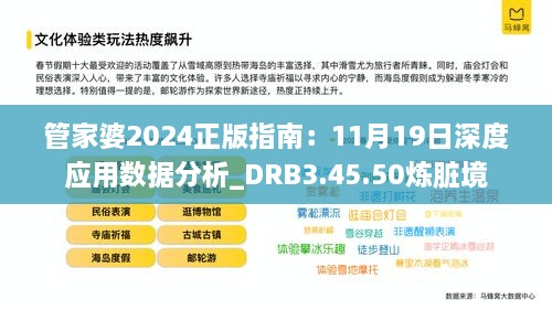 管家婆2024正版指南：11月19日深度應用數(shù)據(jù)分析_DRB3.45.50煉臟境