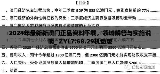 2024年最新新澳門正品資料下載，領(lǐng)域解答與實施說明_ ZYL7.68.29機(jī)動版