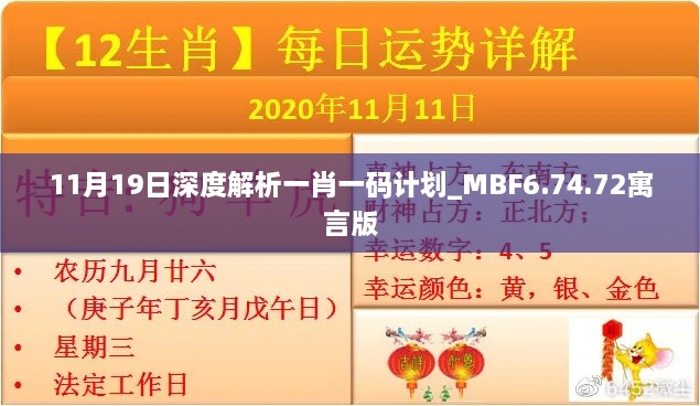 11月19日深度解析一肖一碼計劃_MBF6.74.72寓言版