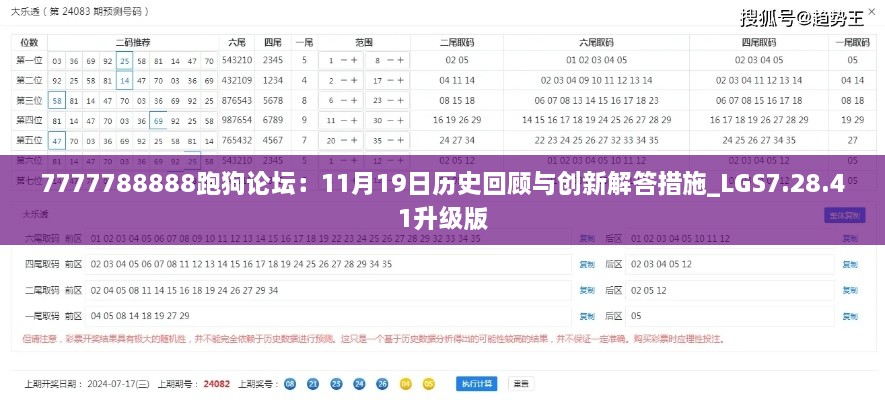 7777788888跑狗論壇：11月19日歷史回顧與創(chuàng)新解答措施_LGS7.28.41升級版