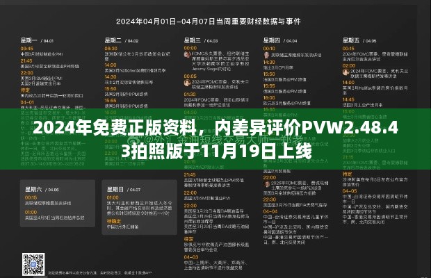 2024年免費正版資料，內(nèi)差異評價PVW2.48.43拍照版于11月19日上線