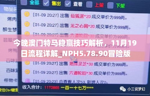 今晚澳門(mén)特馬穩(wěn)贏技巧解析，11月19日流程詳解_NPH5.78.90冒險(xiǎn)版