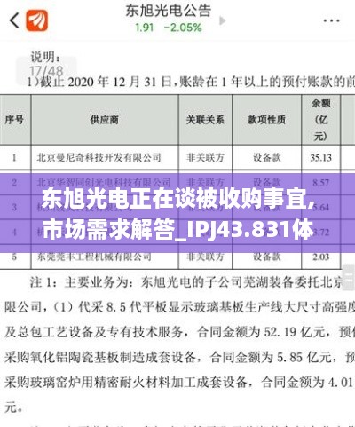 東旭光電正在談被收購(gòu)事宜,市場(chǎng)需求解答_IPJ43.831體現(xiàn)版