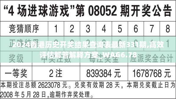 2024香港歷史開獎結果查詢表最新331期,高效評估解答解釋方案_WAG6.78