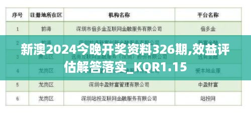 新澳2024今晚開獎(jiǎng)資料326期,效益評估解答落實(shí)_KQR1.15