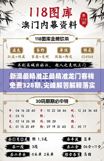 新澳最精準(zhǔn)正最精準(zhǔn)龍門客棧免費328期,尖峰解答解釋落實_ARJ3.72