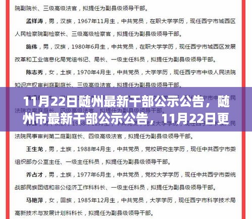 隨州市干部職務(wù)調(diào)整動態(tài)公示公告（最新更新）