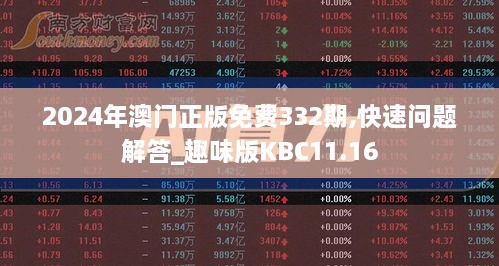 2024年澳門正版免費(fèi)332期,快速問題解答_趣味版KBC11.16