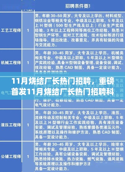 重磅首發(fā)，智能燒結(jié)系統(tǒng)引領(lǐng)未來科技生活新紀(jì)元，尋找優(yōu)秀燒結(jié)廠長