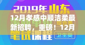 孝感中順潔柔12月最新招聘啟事，職場(chǎng)新星挑戰(zhàn)，崗位空缺等你來(lái)填補(bǔ)