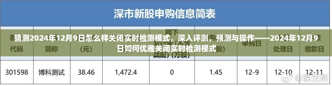 猜測(cè)2024年12月9日怎么樣關(guān)閉實(shí)時(shí)檢測(cè)模式，深入評(píng)測(cè)，預(yù)測(cè)與操作——2024年12月9日如何優(yōu)雅關(guān)閉實(shí)時(shí)檢測(cè)模式