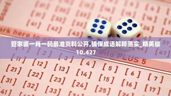 管家婆一肖一碼最準(zhǔn)資料公開,確保成語解釋落實(shí)_精英版10.427