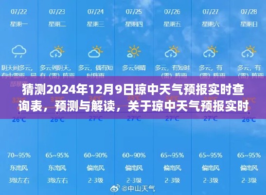 關于瓊中天氣預報實時查詢表的深度探討，預測與解讀瓊中氣候數(shù)據(jù)（以2024年12月9日為例）