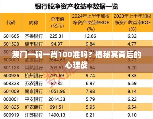 澳門一碼一肖100準嗎？揭秘其背后的心理戰(zhàn)