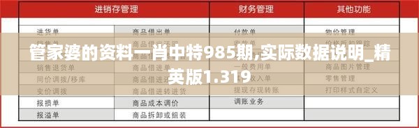 管家婆的資料一肖中特985期,實(shí)際數(shù)據(jù)說明_精英版1.319