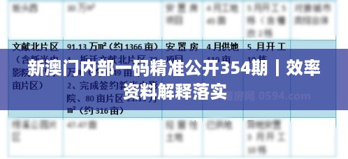 新澳門內(nèi)部一碼精準(zhǔn)公開(kāi)354期｜效率資料解釋落實(shí)