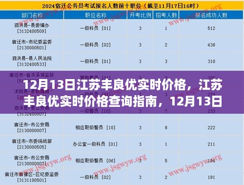 江蘇豐良優(yōu)實(shí)時(shí)價(jià)格指南，12月13日操作詳解，適用于初學(xué)者與進(jìn)階用戶