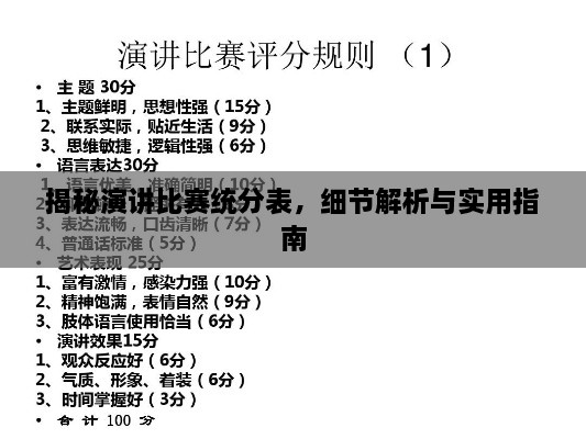 揭秘演講比賽統(tǒng)分表，細(xì)節(jié)解析與實(shí)用指南