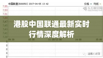 港股中國聯(lián)通最新實時行情深度解析