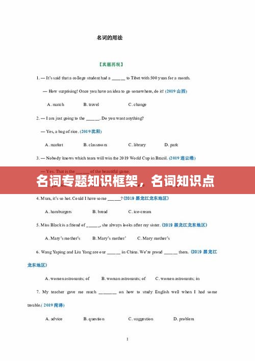 名詞專題知識框架，名詞知識點(diǎn) 