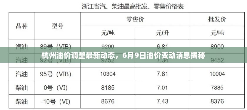 杭州油價調(diào)整最新動態(tài)，6月9日油價變動消息揭秘