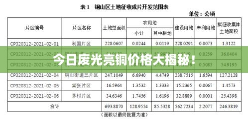 今日廢光亮銅價(jià)格大揭秘！