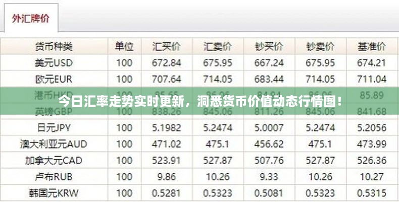 今日匯率走勢實時更新，洞悉貨幣價值動態(tài)行情圖！