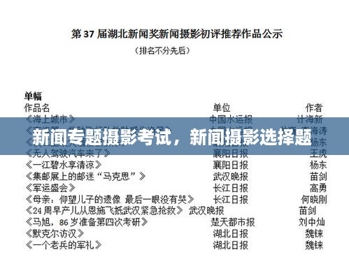 新聞專題攝影考試，新聞攝影選擇題 